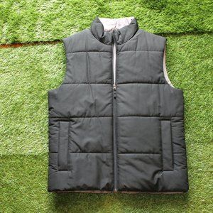 Black / Grey Reversable Puffer Vest Men's Size Large